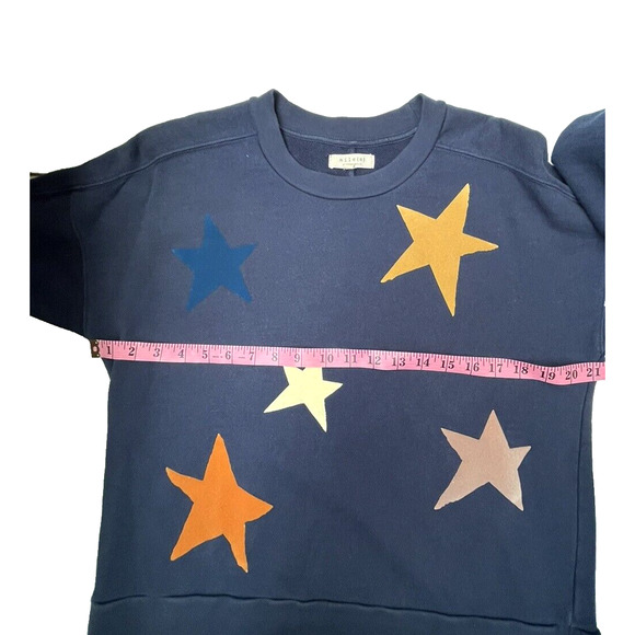Miles(s) By MADEWELL Women SZ M Sweatshirt Pullover Faux Leather Stars Crew Neck - Picture 5 of 11